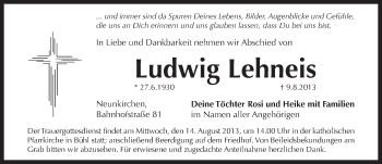 Traueranzeige von Ludwig Lehneis von Pegnitz-Zeitung